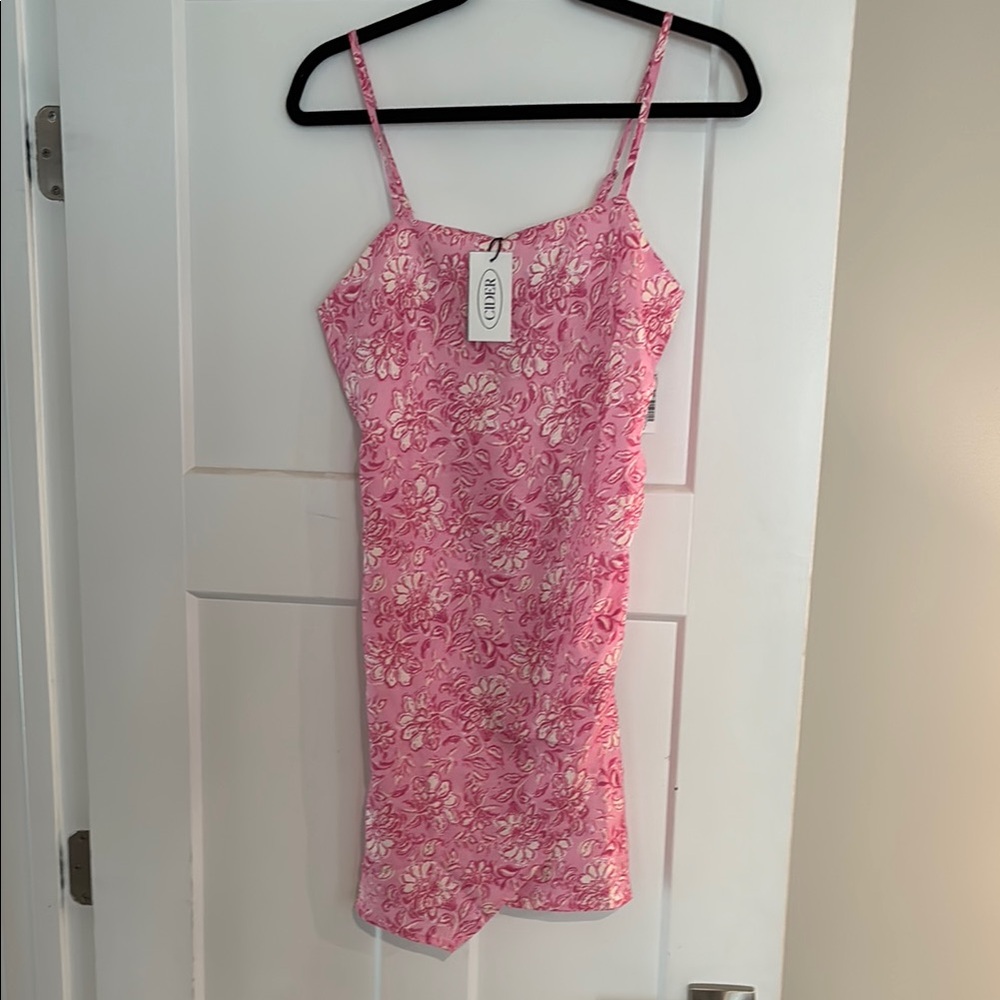 Cider Pink Floral Dress with Spaghetti Straps